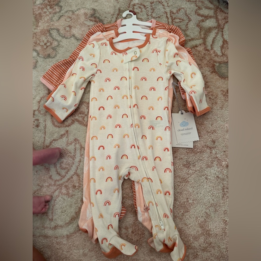 Cloud ten 3 pack baby footies girls